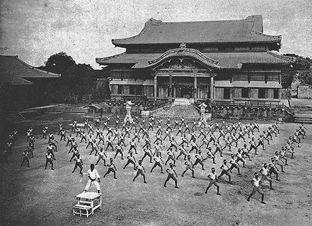 Karate training at Shuri Castle c.1938, Okinawa Prefecture, Japan.